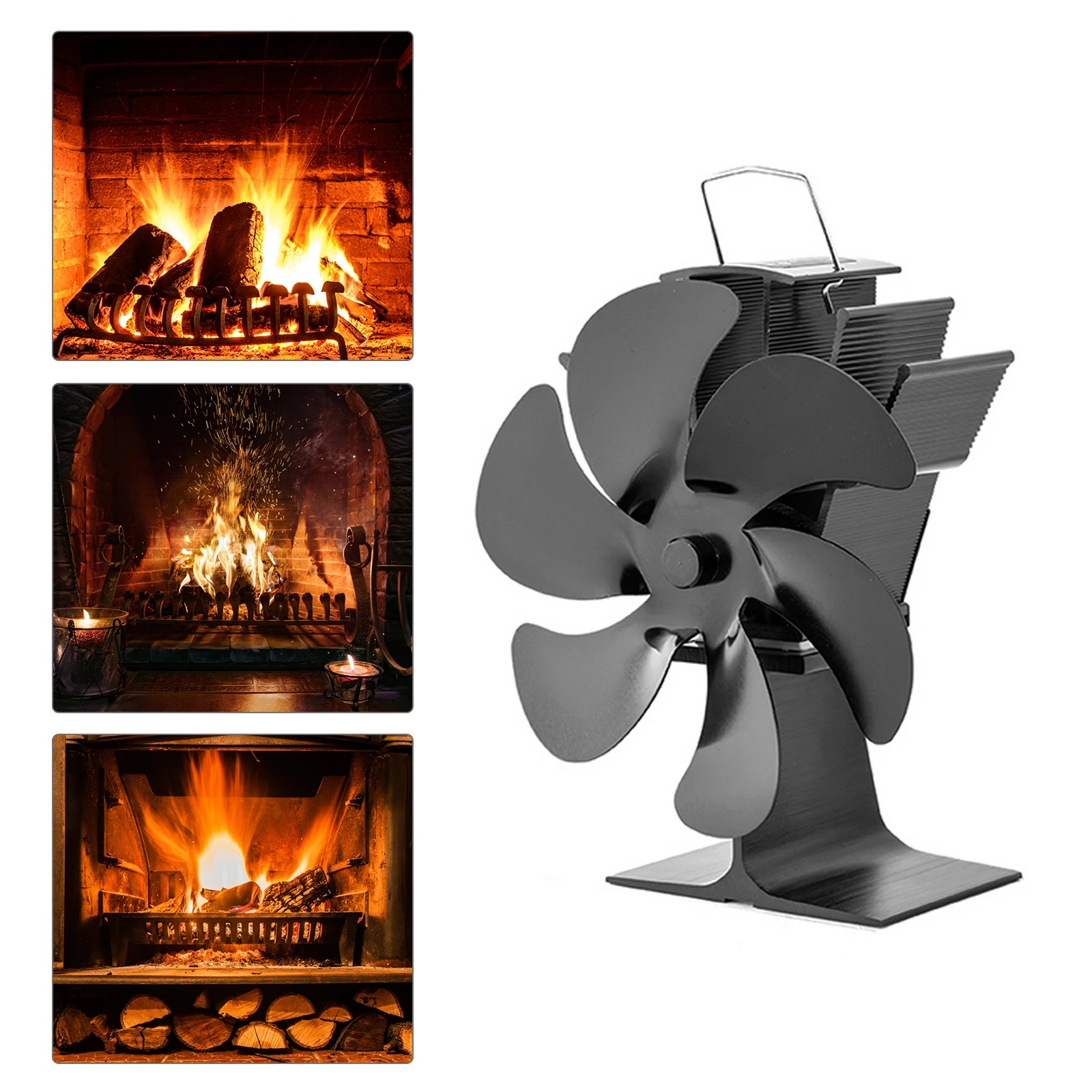 

Fireplace Accessories Stoves Stove Fan Home Heating Eco Fireplaces 6 Blades 55℃~350℃ Heat Powered Stove High Temperature Fan