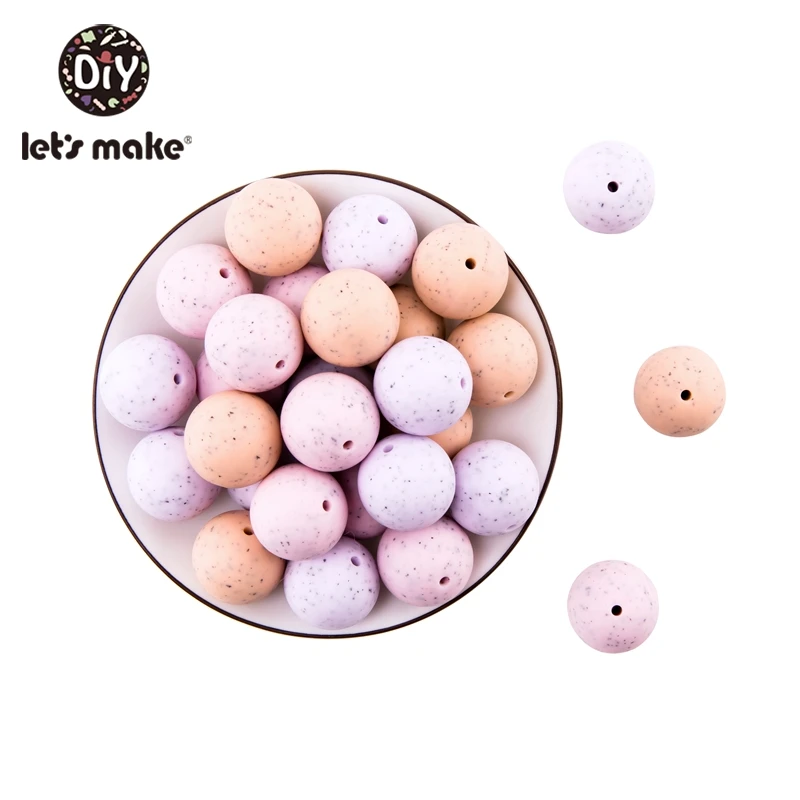 Let's Make 10pcs/lot 20mm 4-6 months Baby Teether Silicone Beads Toys Granite Style BPA Free Sensory For | Мать и ребенок