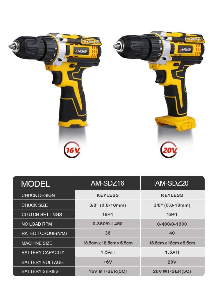ANUMI 12V 20V Yellow Cordless Drill Electric Screwdriver Mini Wireless Power Driver DC Lithium-Ion Battery 3/8-Inch | Инструменты