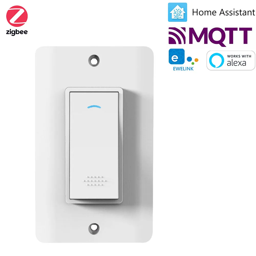 Zigbee Умный Выключатель Света на Стене Прямо Подключенный к Alexa SmartThings Sonoff и Ewelink Gateway Поддержка MQTT HA вкл.