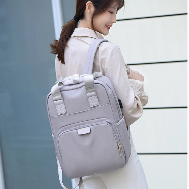 

Женский водонепроницаемый рюкзак, сумка для ноутбука, дорожный рюкзак с функцией Usb зарядки, модный рюкзак из ткани Оксфорд, 14, 15,6 дюймов