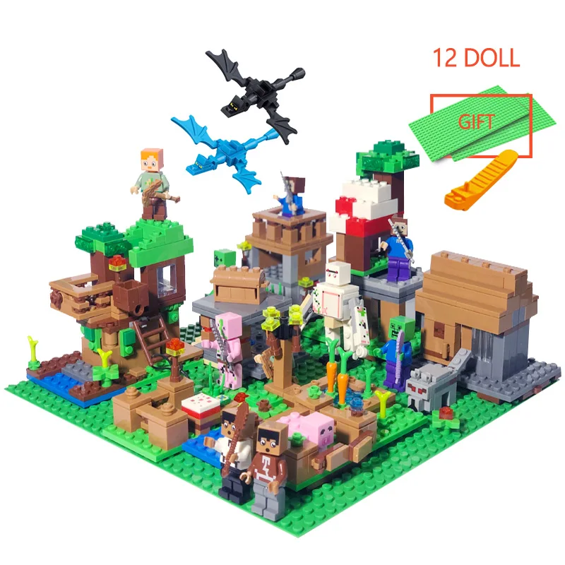 

Майнкрафт мой мир деревня экшн-фигурки модель строительные блоки кирпичи набор подарки Обучающие игрушки для детей