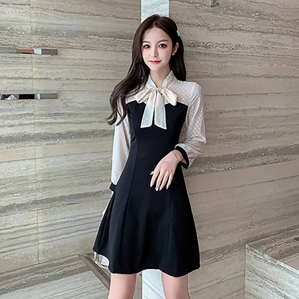 Осеннее платье новое модное женское облегающее черно белое контрастное