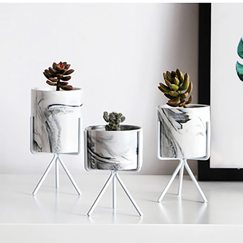 3 шт./компл. керамический цветочный плантатор с железной стойкой горшок для