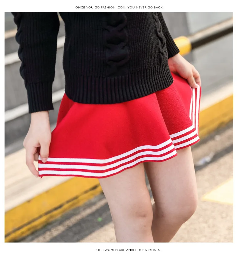 Юбка для девочек весна осень милая детская юбка пачка вязаная мини в полоску