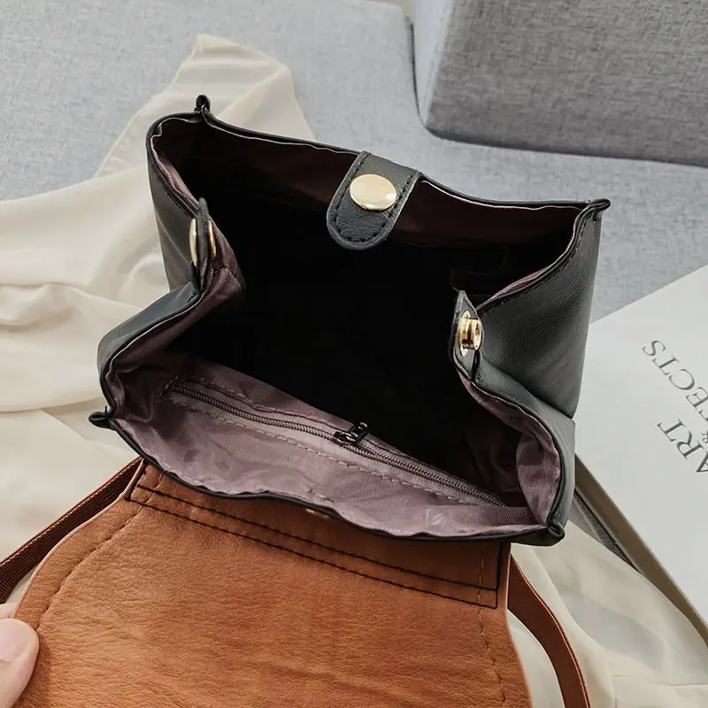 

Backpack Women Cartoon Printed PU Leather Patchwork Ins Harajuku Womens Large Capacity All-match Street Shopping Backpacks Retro