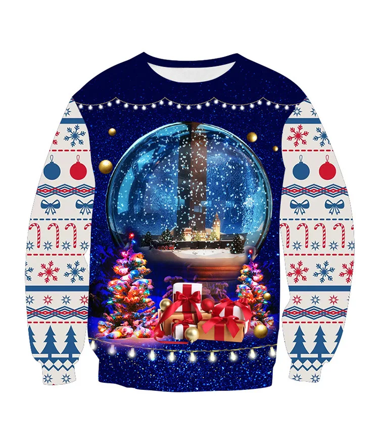 Рождественский свитер с круглым вырезом для мужчин и женщин принтом собаки