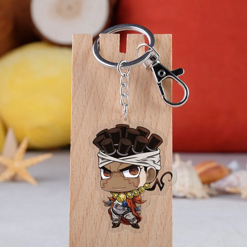 

Anime JOJOs Bizarre Adventure Keychain Acrylic Figure Kujo Jotaro Kira Yoshikage Caesar Pendent Keyring Collection Gift