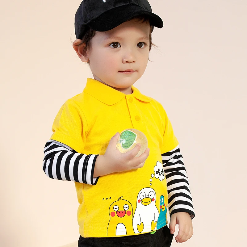 

Children's long-sleeved T-shirt spring and autumn new boy baby pullover shirt girl wild fake two-piece bottoming shirt tide