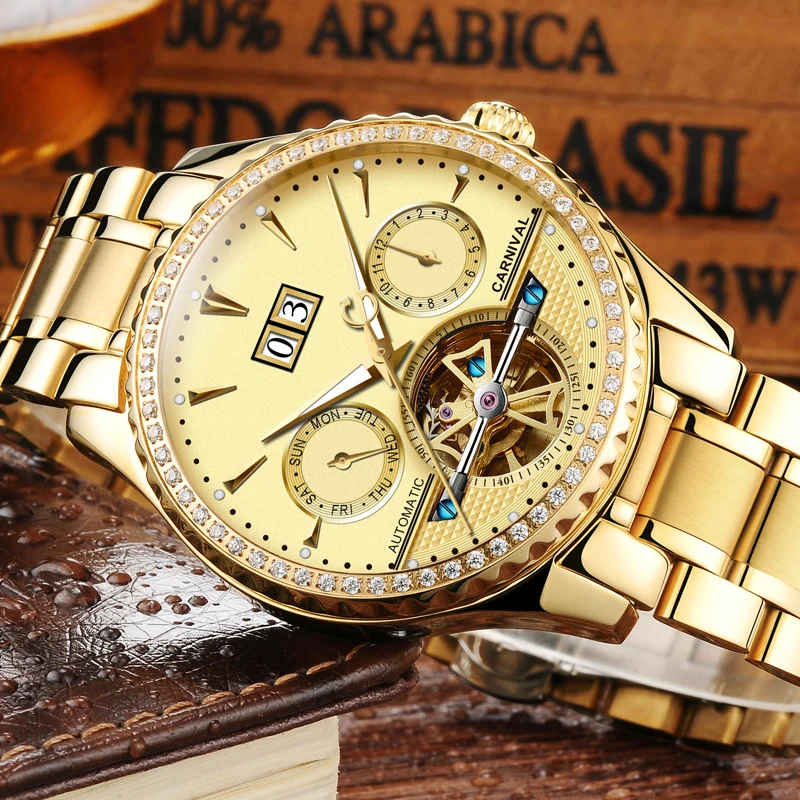 Карнавал полностью автоматические механические часы вырез мужские