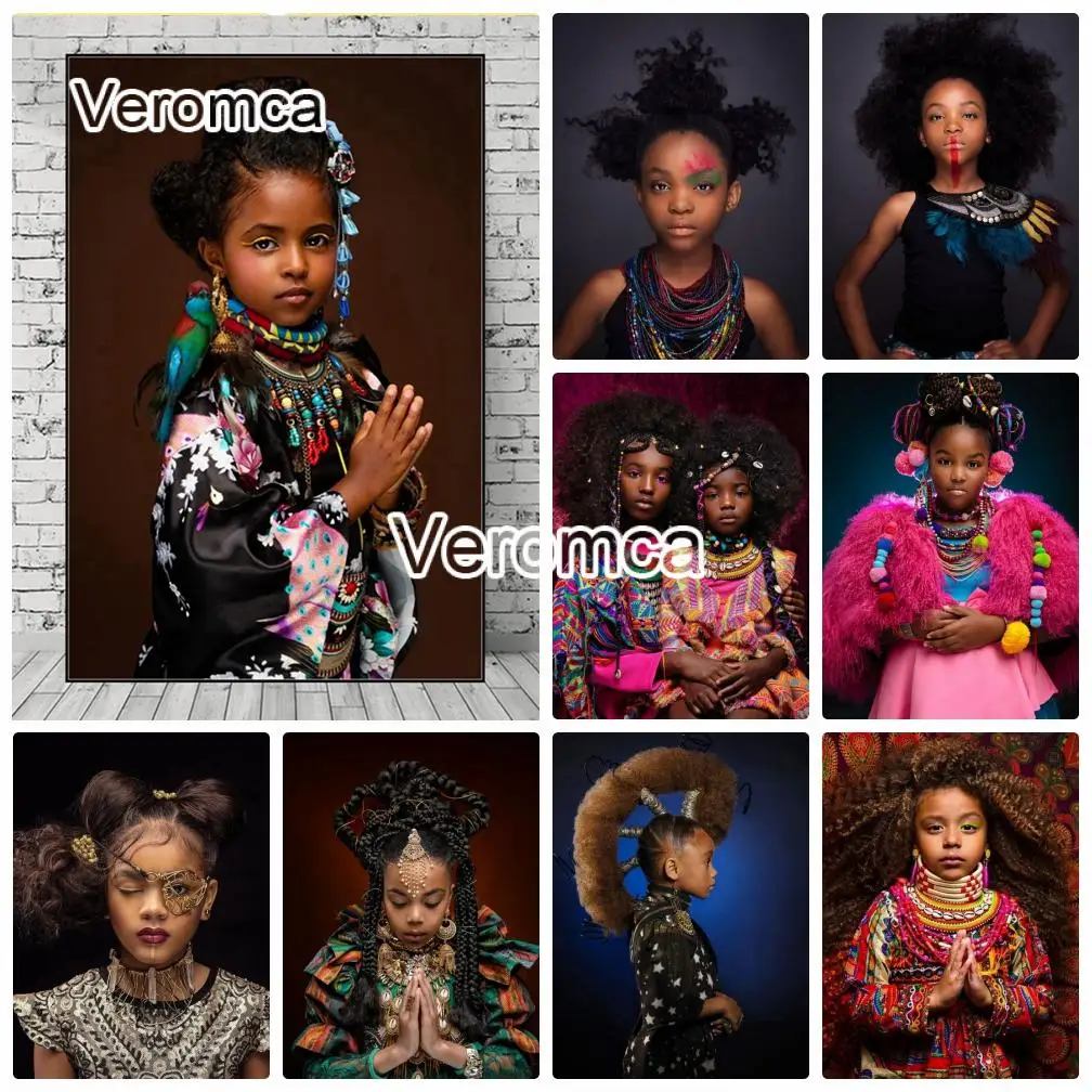 

African Girl Diamond Painting Child Worshiping Buddha Full Square Round Diamond Embroidery Mosaic Cross Stitch Home Decor Gift