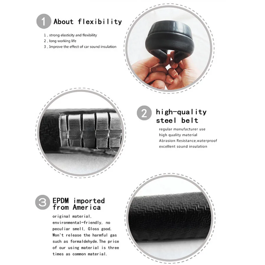 Joint d'étanchéité en caoutchouc pour porte de voiture, 4 mètres, bande en acier EPDM, étanche et insonorisé