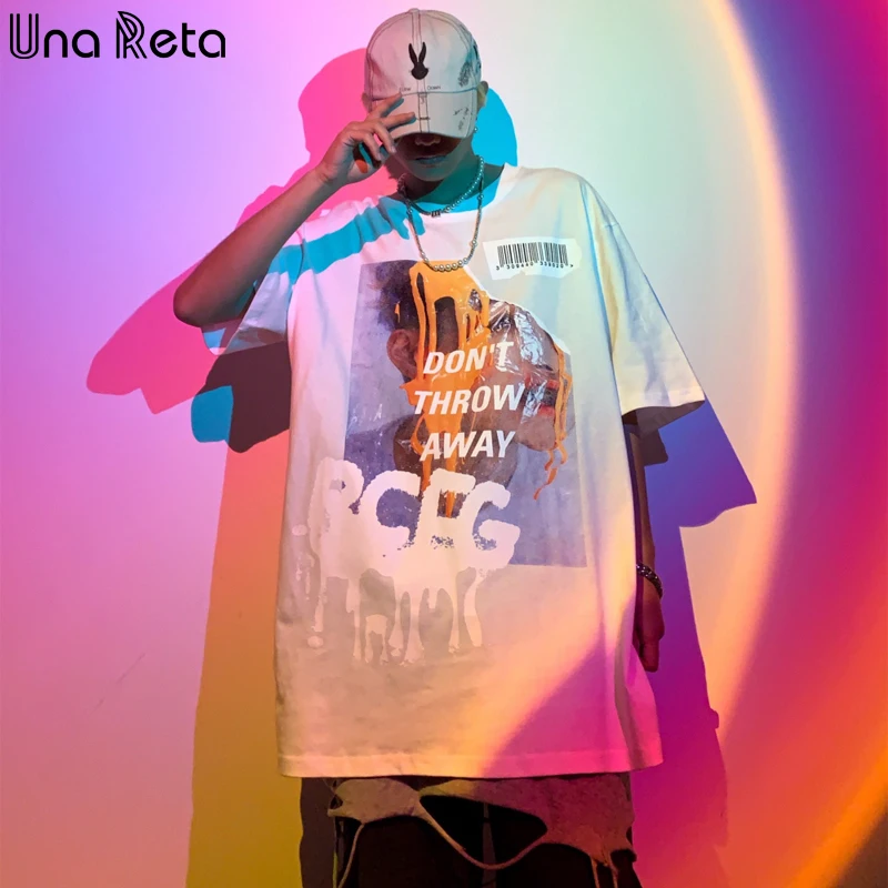 

Una Reta Oversized T-shirt 2021 New Summer Print Short Sleeve T Shirts Streetwear Men Clothing Cotton Black Man's T-shirt