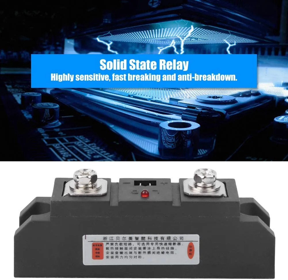 

Solid State Relay H180Z For 80A 4-32VDC 30-480VAC Industrial Grade High Sensitivity Fast Breaking State Relay Connecting Cables