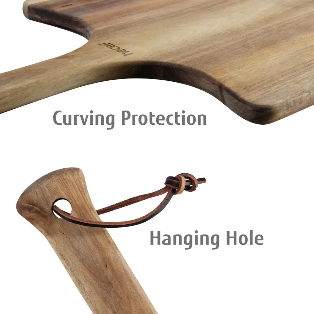 Hecef древесина акации 12 ”большая лопатка для пиццы и разделочная доска