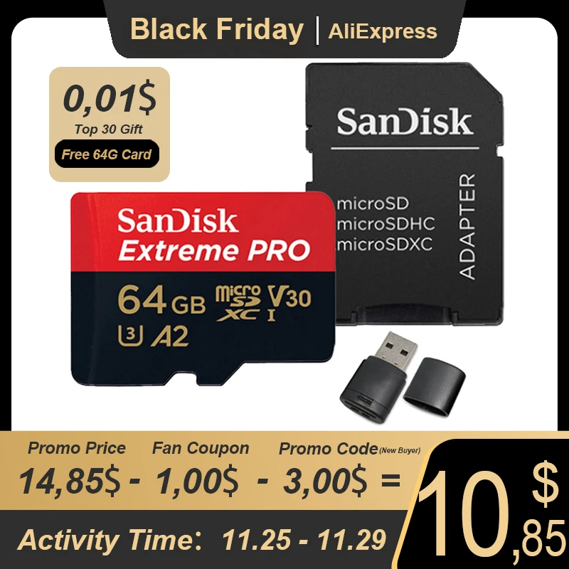 

SanDisk Extreme Pro Micro SD 128GB 64GB Card SD/TF Flash Cards 32GB Memory Card 256GB 512GB 400GB with SD Adapter for Camera