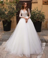 romantic lace a line wedding dress 2021 appliques simple bridal mariage bride gowns tulle ball gown vestido de noiva
