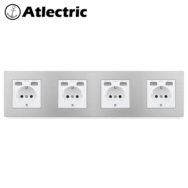 Atlectric европейская вилка разъем usb зарядный порт розетка для мобильного двойной тройной Четырехместный электрическая розетка переходник usb,разетка с usb для дома,розетки
