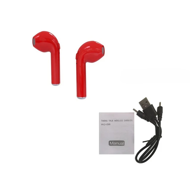 red no box TWS Bluetooth наушники i7S Беспроводные стереонаушники Hands Free наушники-вкладыши для телефонных звонков музыка PK i8 i9s i10 i11 i12 черный - Цвет: red no box