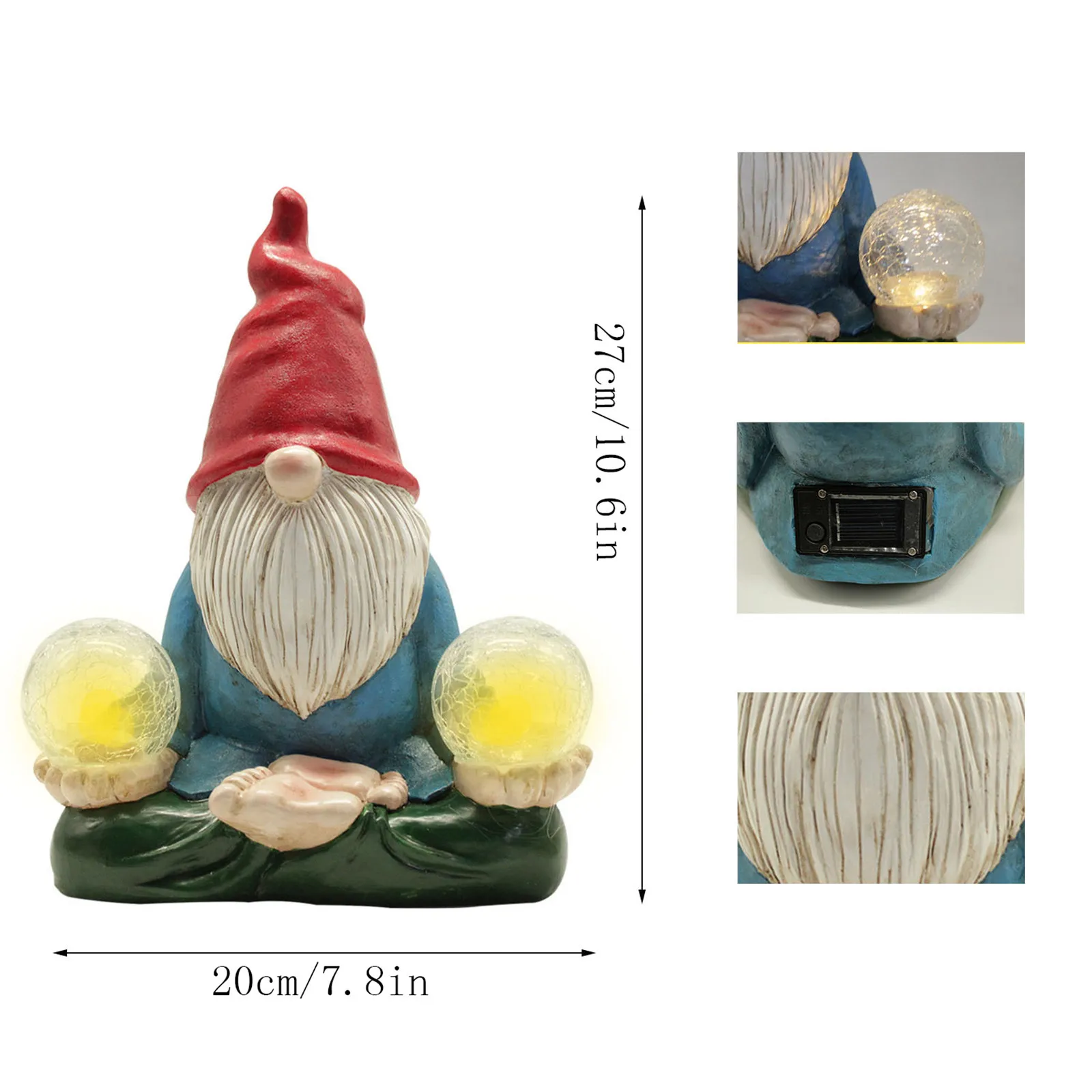 

Solar LED Light Garden Dwarf Statue-Resin Dwarf Statue Outdoor Fairy Ornaments Handicraft Flower Pot Home Accessories Elf