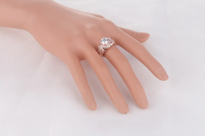 

14K Rose Gold Natural 2 Carat Natural Diamond Ring with Box White Topaz Gemstone Anillos Bizuteria Sparkling Cirle Dainty Rings