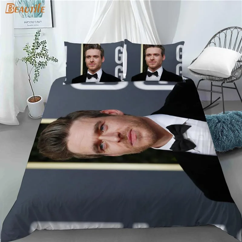 Juego de ropa de cama 3D Richard Madden, edred&oacute;n con funda de almohada para ni&ntilde;os y el hogar, 180x200cm, 180x220cm, 1009-5