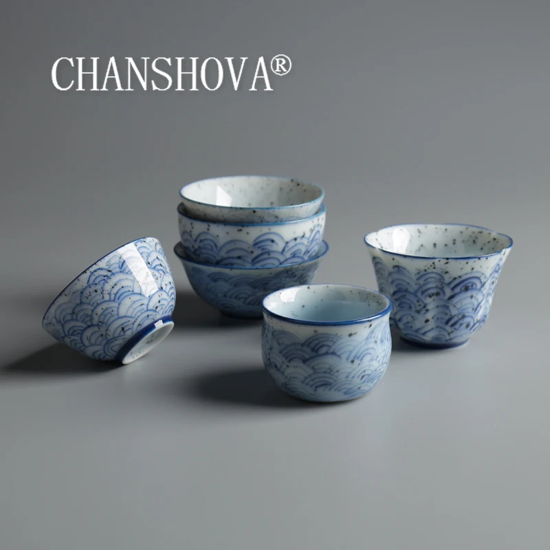 

CHANSHOVA 50-90ml Chinese retro style Handmade Hand Painted Blue and white Porcelain tea cup Chinese ceramic cup H514