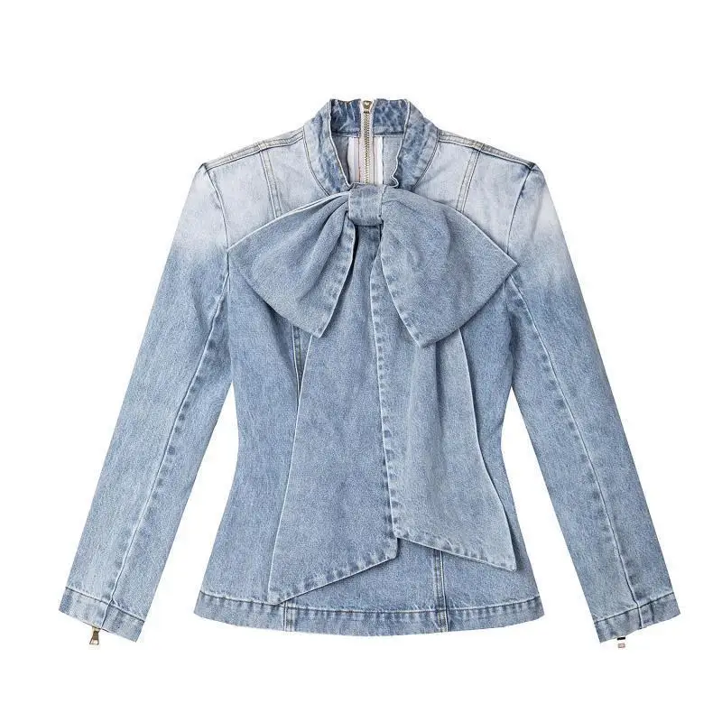 GETSRING Women Blouse Denim Shirt Long Sleeve Jean Blouses Retro Bow All Match Ladies Tops Spring Top | Женская одежда
