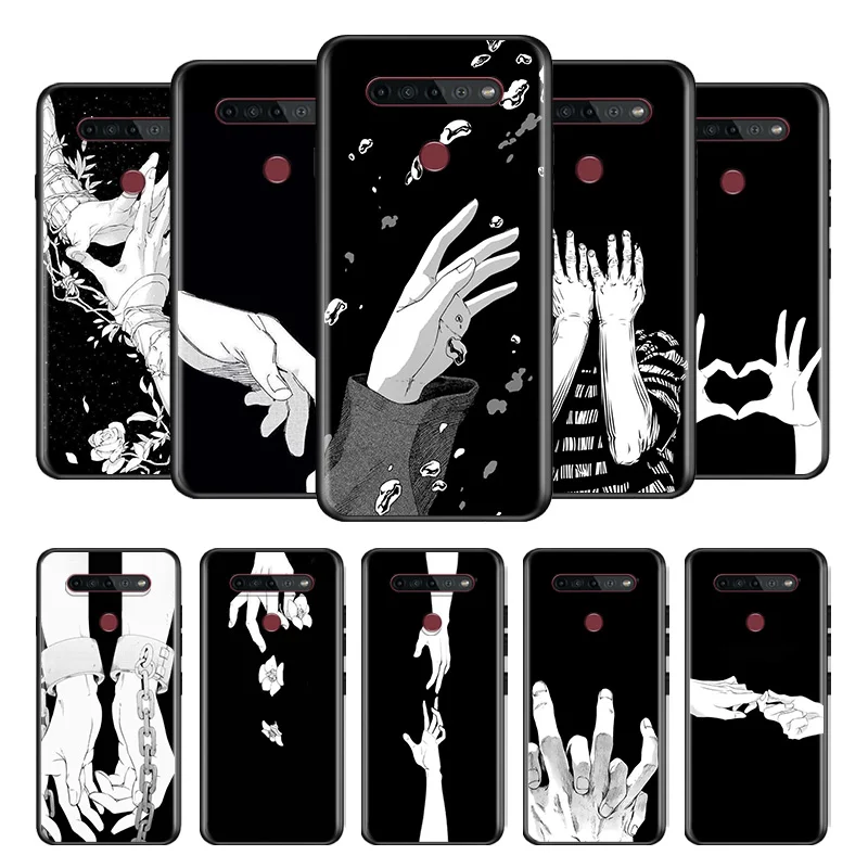 

Black Style Art Hand For LG G8 V30 V35 V40 V50 V60 Q60 K40S K50S K41S K51S K61 K71 K22 ThinQ 5G Phone Case