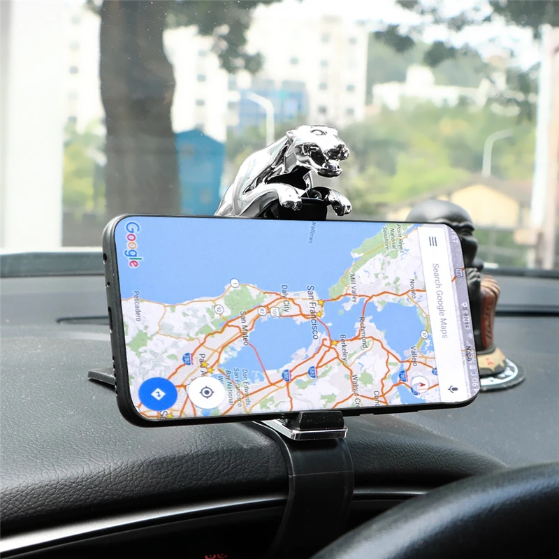 2021 jaguar hud car phone holder leopard design cellphone gps stand 360 degree mount adjustable clip holder accessories support free global shipping