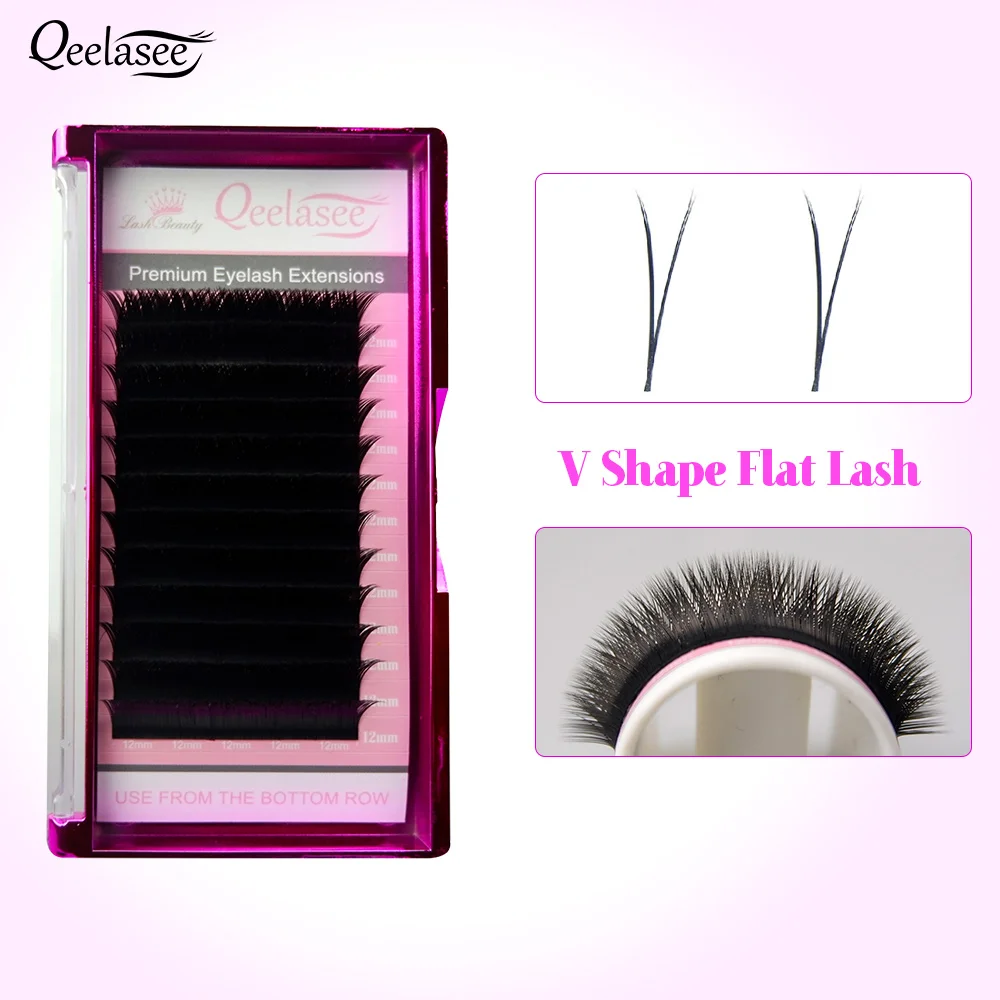 Qeelasee V Shape Ellipse плоские ресницы для наращивания V-образная форма | Красота и