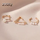 ZYZQ темпераментные Трехкомпонентные клипсы для ушей, полые геометрические жемчужные серьги, клипсы для костей, серьги с холодным ветром