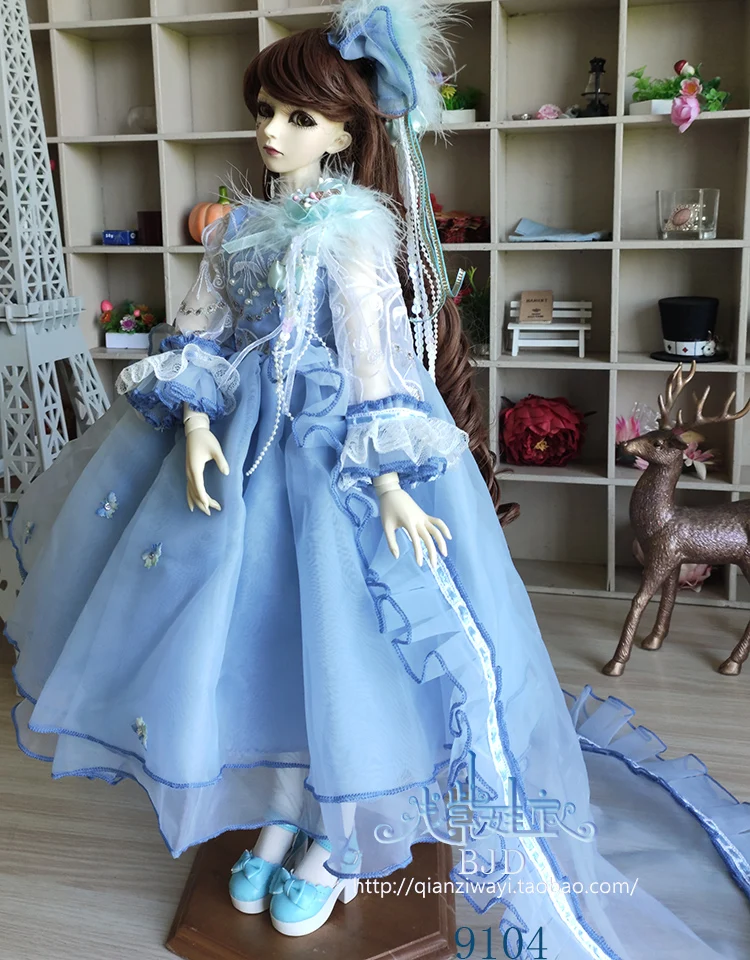 1/4 1/3 BJD платье со шлейфом+ головной убор комплект аксессуары для кукол для BJD/SD MSD SD13, не включает в себя куклы, обувь, парик и другие E2692