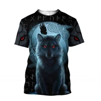 new summer mens t shirt fenrir viking wolf and moon tattoo 3d printing harajuku casual short sleeve t shirt top unisex t shirt