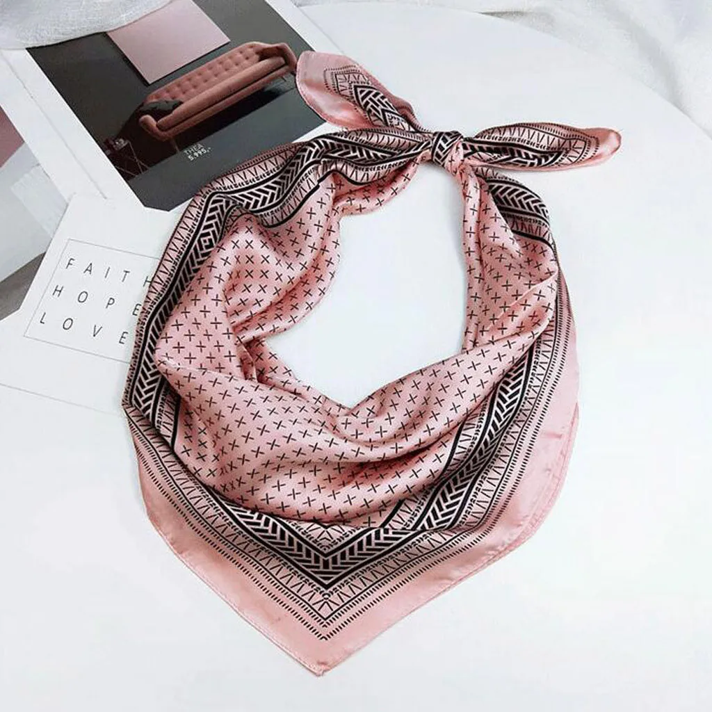 

Square Scarf Hair Tie Band For Business Party Women Elegant Small Vintage Skinny Retro Head Neck Silk Satin Scarf
