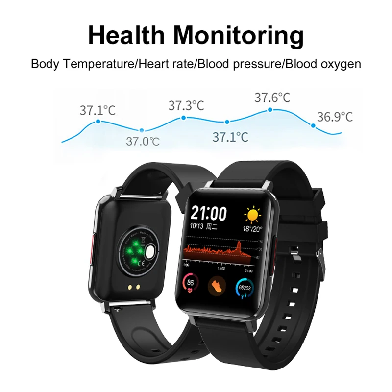 smart watch 1 69inch heart rate body temperature sleep bracelet women wearable device ip68 waterproof fitness men smartwatch free global shipping