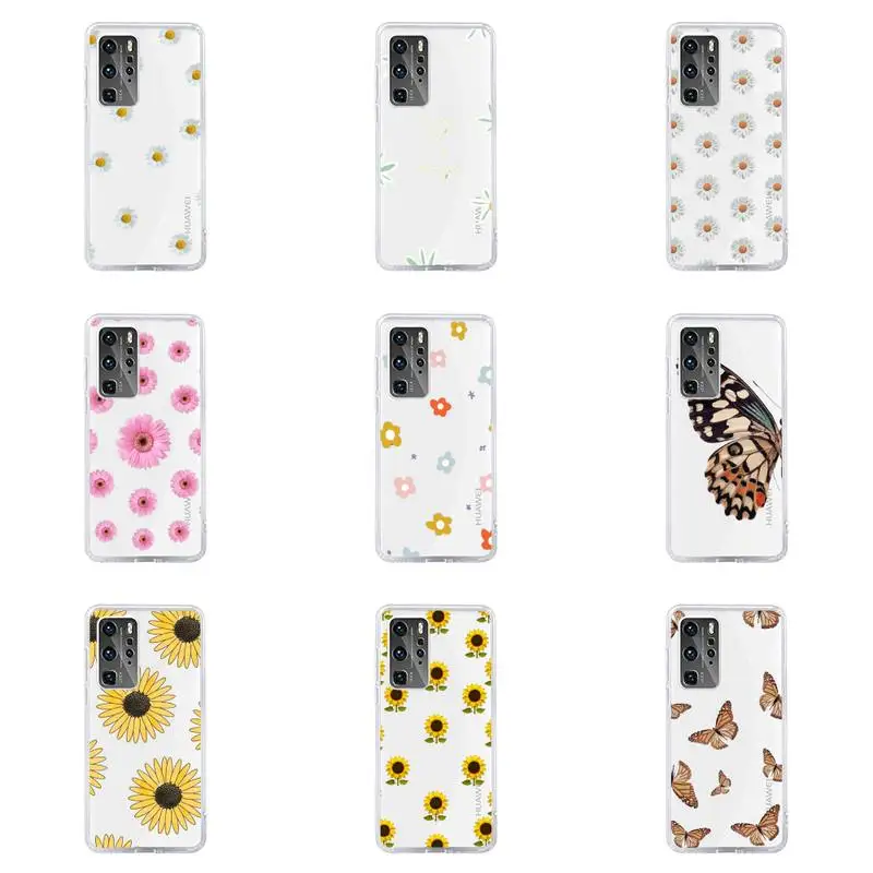 

Daisy Flower Phone Case For Huawei P40 P30 P20 Mate Honor 10i 30 20 i 10 40 8x 9x Pro Lite Transparent Cover