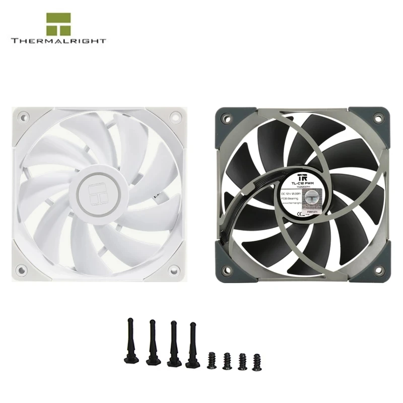 Thermalright 120mm PWM PC Case Cooling Fans 12cm,CPU Cooler Radiator 1500RM Air-cooled Heat Dissipation System Black/WhiteTL-C12