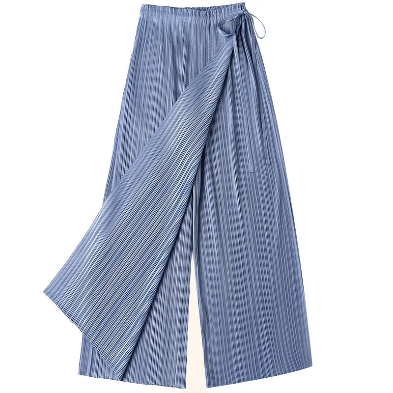 

LANMREM Pleated Pants Women's Wide-leg Pants Elastic Waist Straight Bandage Calf Length Pants For Male 2021 Summer YJ489
