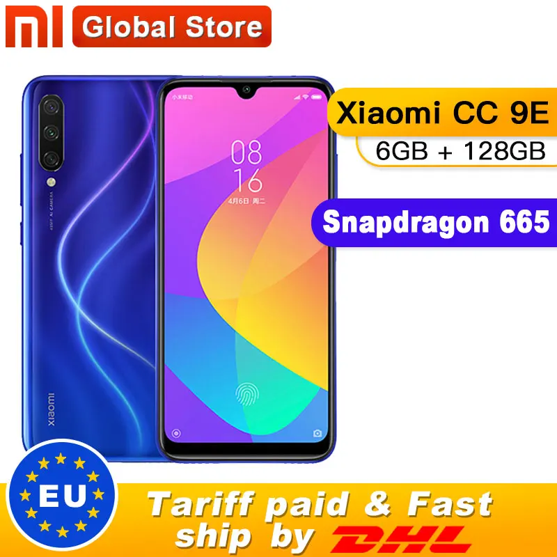 Xiaomi mi CC9E 6 ГБ 128 Гб Смартфон Snapdragon 665 Восьмиядерный 4030 мАч AMOLED экран mi UI 10 задние три кадра 48+ 32 Мп камера