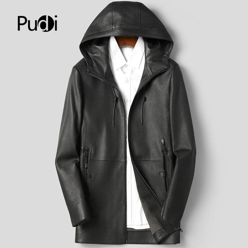 

Pudi MT166 Brand New Man Real SheepSkin Coat Jacket Genuine Sheep Leather Jackets Winter Warm Hooded Long Coats Suit Outwear