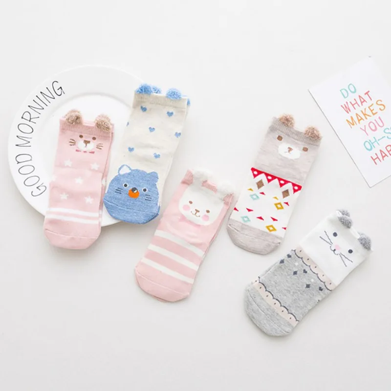 5 пар носков для малышей летние хлопковые детские носки в полоску с рисунком