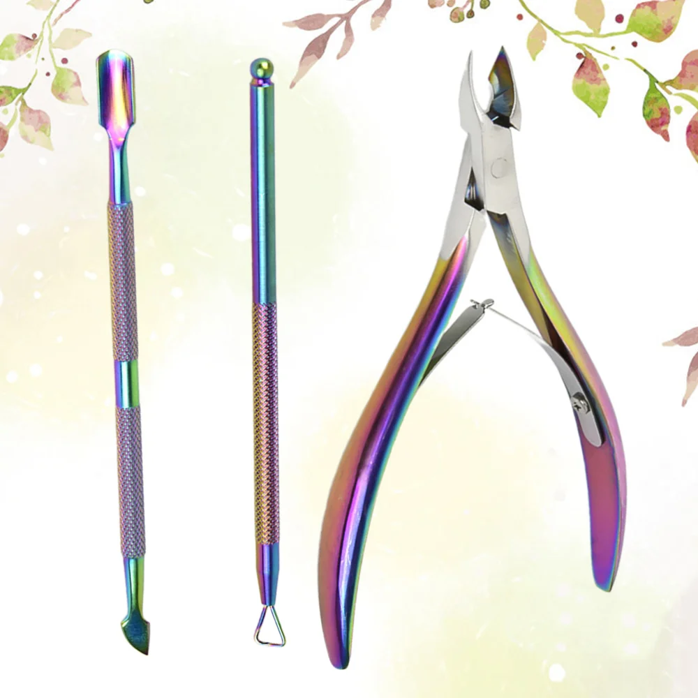 

1 Set 3pcs Stainless Steel Cuticle Nippers Multi-functional Dead-skin Shear Nippers Cuticle Pusher Cleaner Trimmer Sharp Cuticle