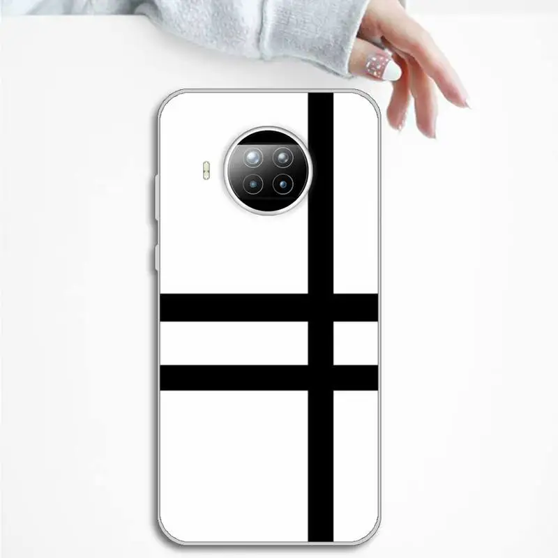 

Phone Case Transparent for Xiaomi mi Redmi note 10 t 8 9 pro lite 11 Samsung S 8 9 10 20 Black and white checked cattle