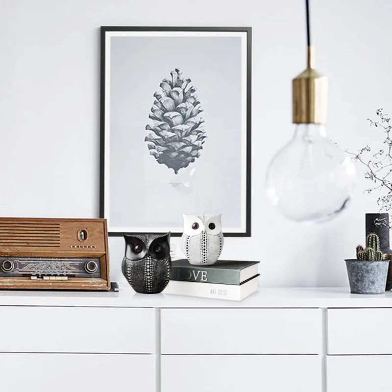 Скандинавские минималистичные фигурки животных в виде белой/черной совы