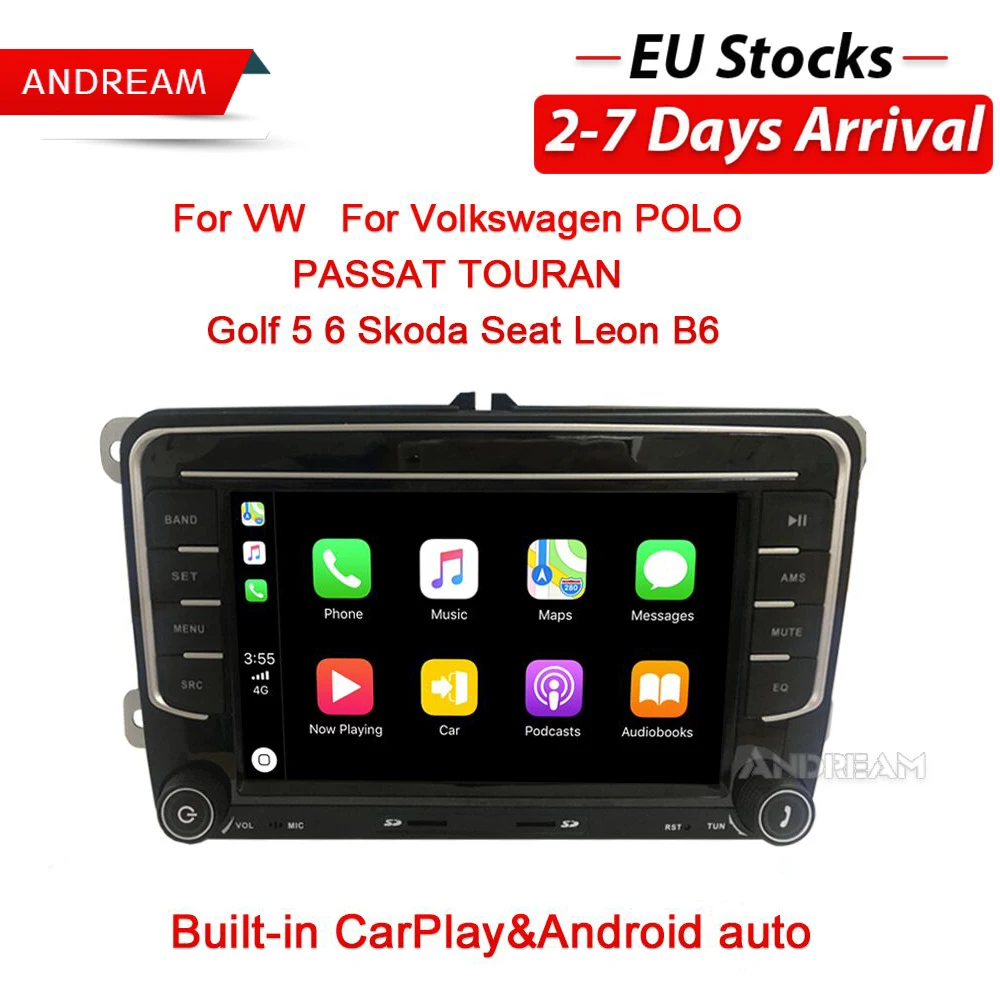 Встроенный Android Auto и Carplay 7 дюймов автомобиля радио для VW Skoda Fabia Jetta Sharan мультивена