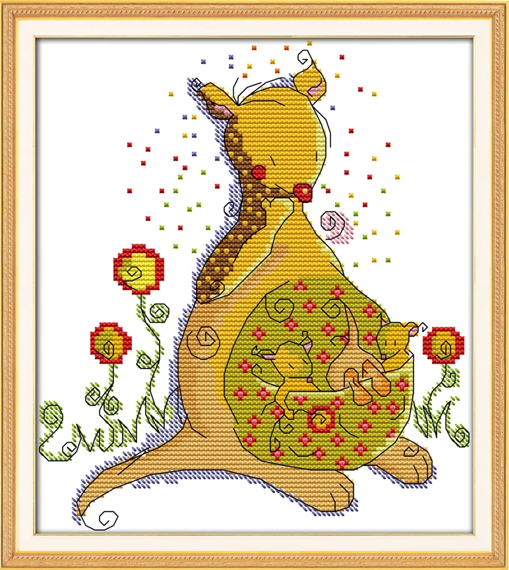 Kangaroo mother cross stitch kit cartoon 11ct count canvas stitches embroidery DIY handmade needlework plus | Дом и сад