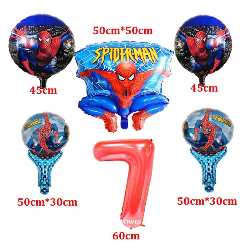 6pcs balloon 7 Человек-паук с днем рождения украшения Дети одноразовые посуда тарелка скатерть чашки, ребенок, душ партия поставок пользу - Цвет: 6pcs balloon 7