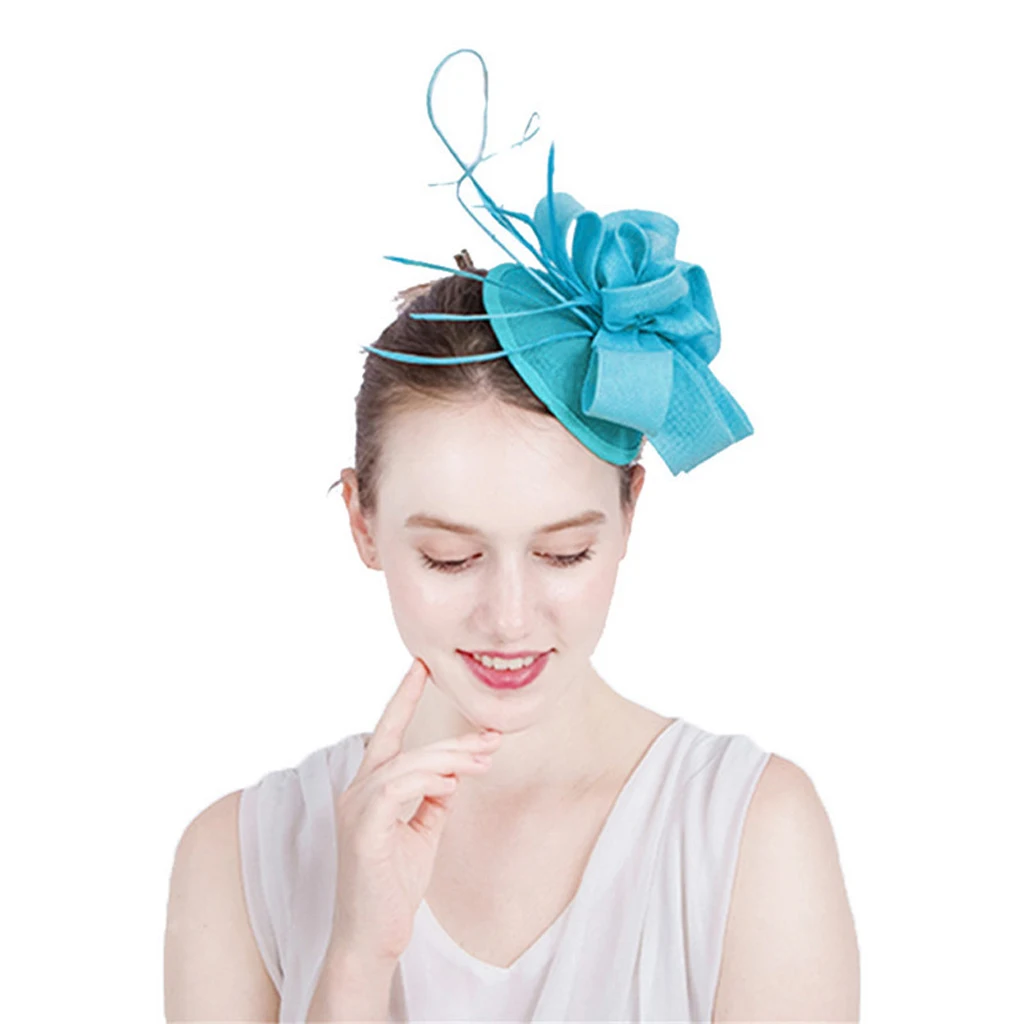 

Women Headband Veil Flower Hair Clip Cocktail Tea Party Headwear Multi color