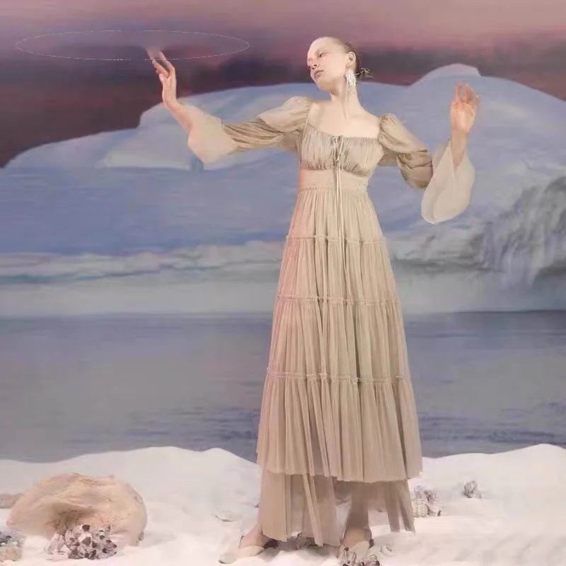 Женское шифоновое платье со складками Элегантное Шелковое облегающее во